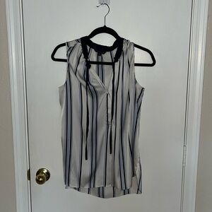 Super cute navy abd white striped sleeveless shirt with drawstring